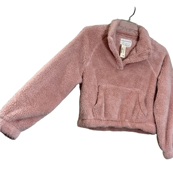 NWT Aeropostale pink warm fuzzy teddy faux fur crop jacket top size small - Picture 2 of 8